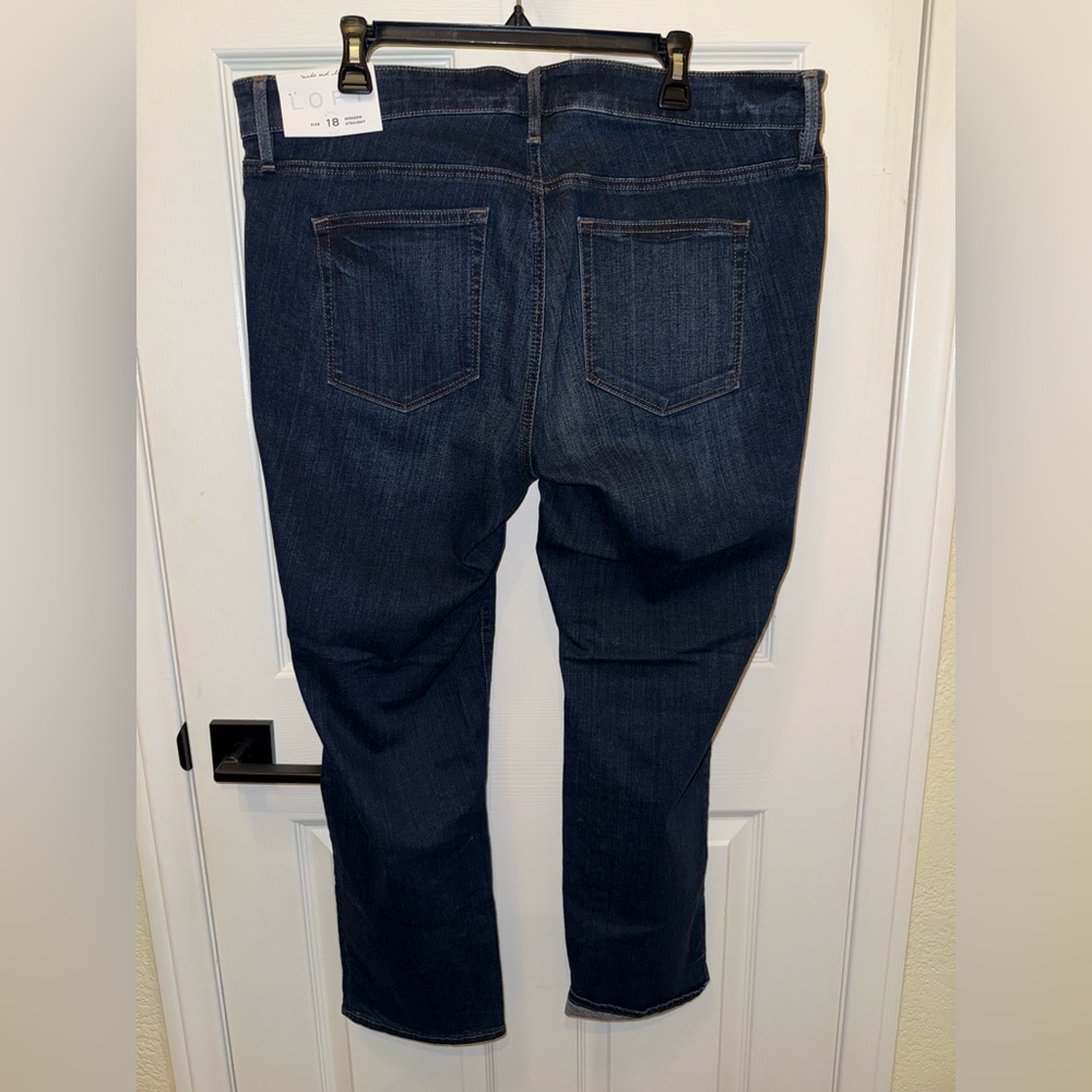 LOFT Deep Blue Denim Pants NWT - Picture 2 of 3